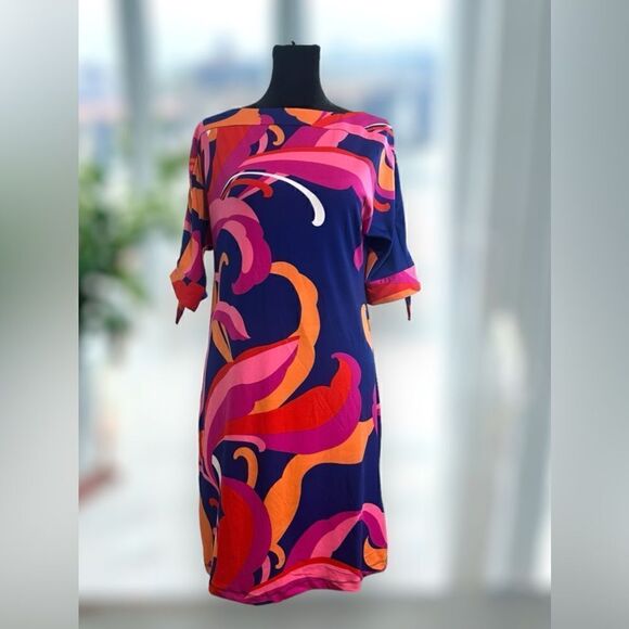 🔥🔥 TRINA TURK Vinet Scrolling Floral Three-quarter Sleeve Dress Size XS - Picture 15 of 16